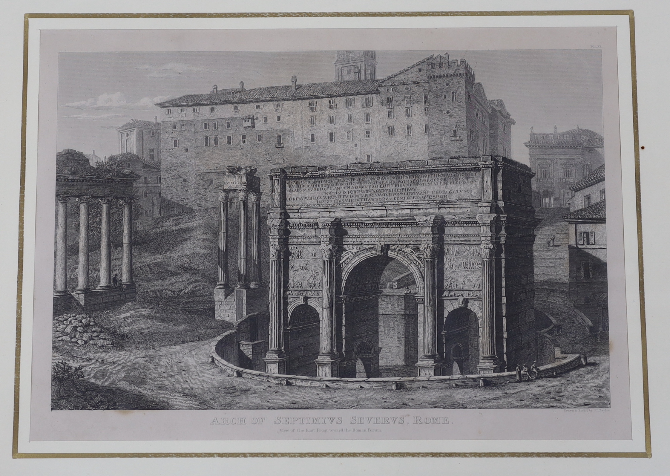 After G.L. Taylor (1788-1873), pair of engravings, 'The Colosseum, Rome' and 'Arch of Septimus Severus', Rome', 29 x 42cm